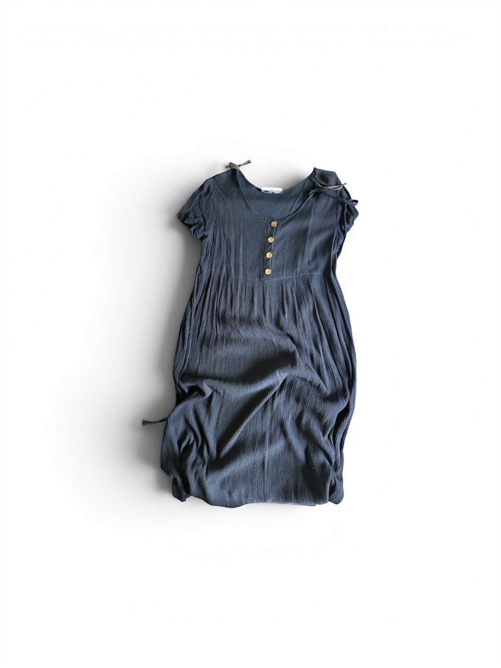 Women's Midi Dress with Button Front - Navy
